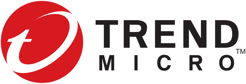 Trend Micro logo featuring a red circle with a white stylized 't' symbol next to black text.